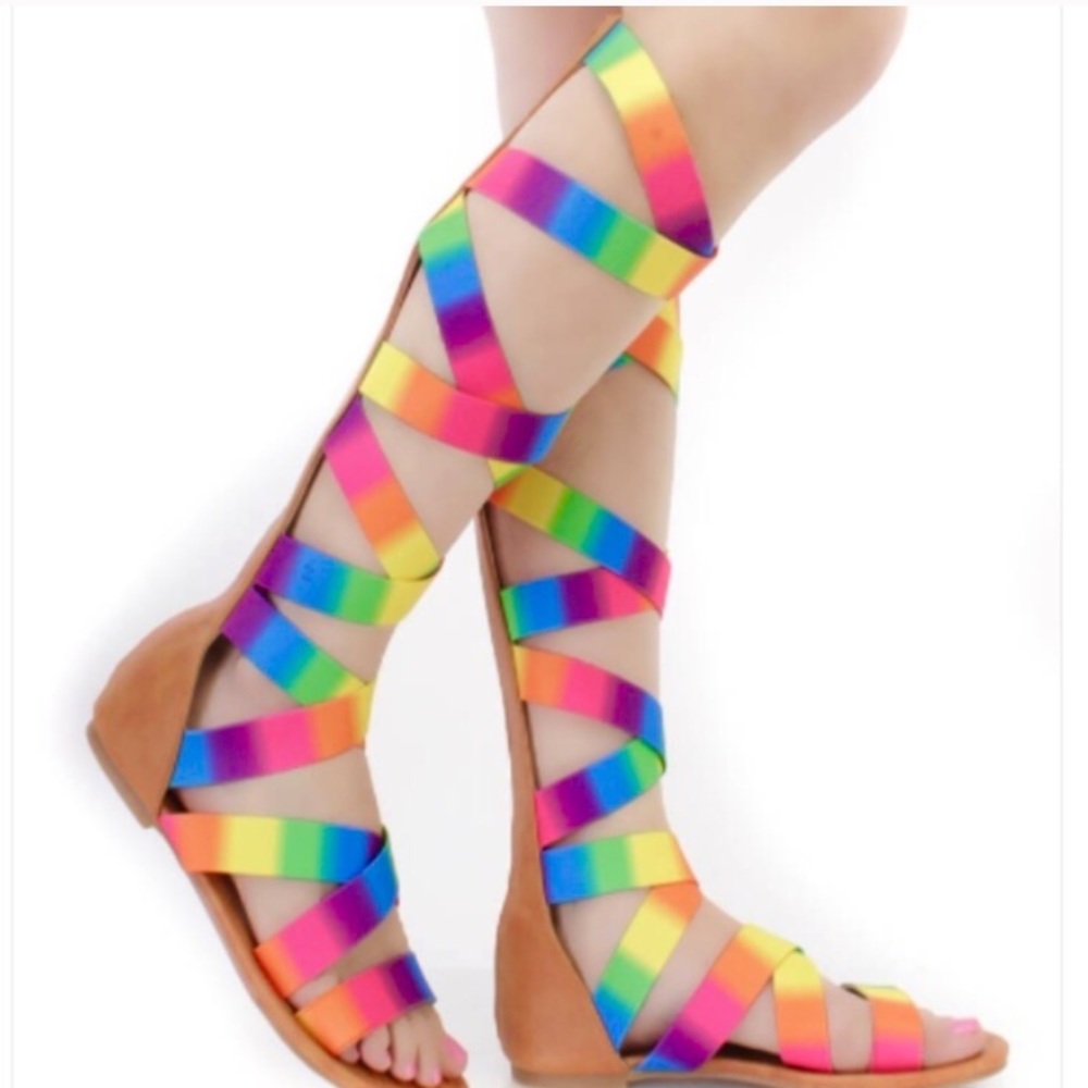 Size 6🌈Rainbow Strappy Festival Sandals - Picture 4 of 8